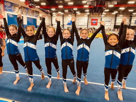 a group of girls in a gym