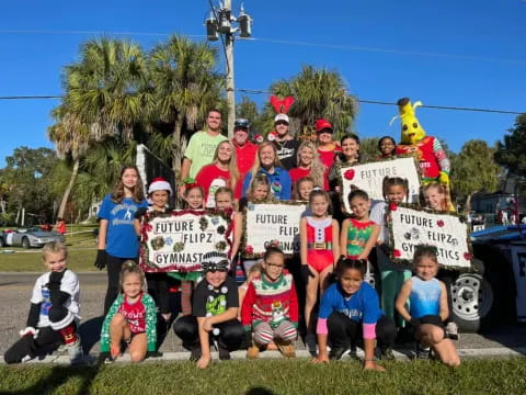 a group of people holding signs