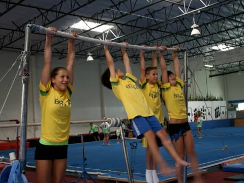 a group of women in a gym