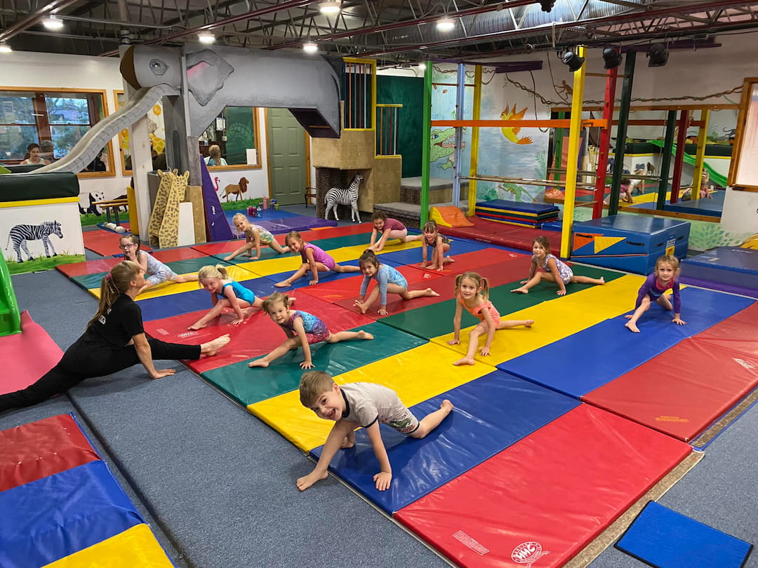 a group of children in a gym
