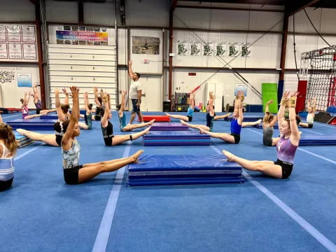 a group of people exercising