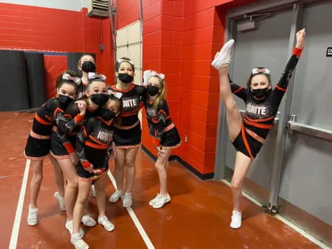 a group of women in a gym