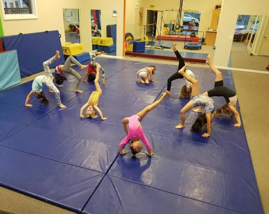 a group of people exercising