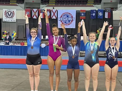 a group of women in a gym