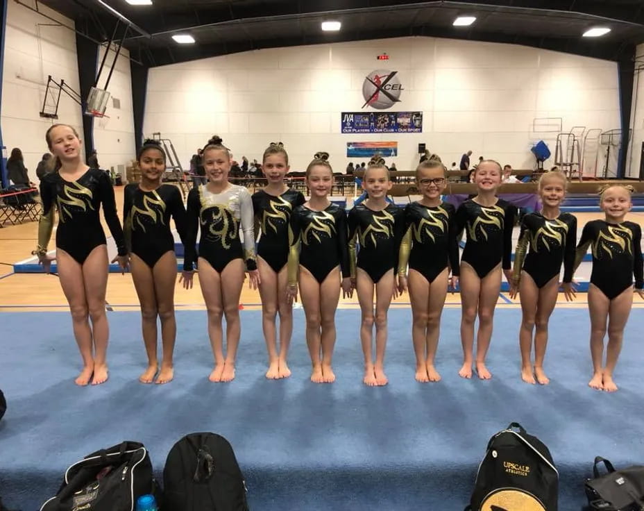 a group of girls in a gym