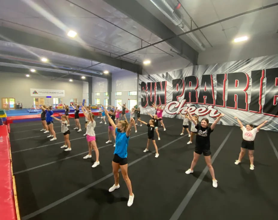 a group of women in a gym
