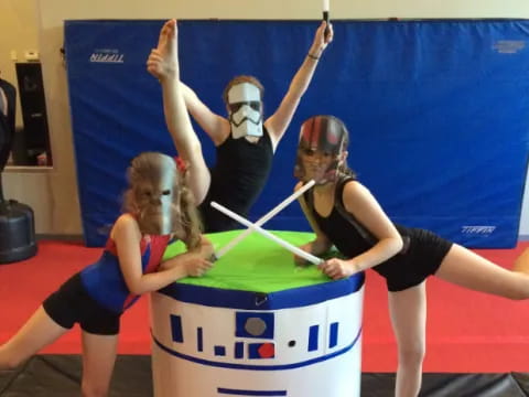 a group of women in a gym