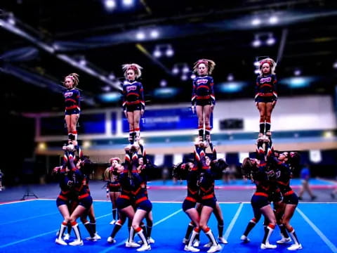 a group of people on a track