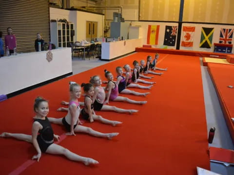 a group of women in a gym