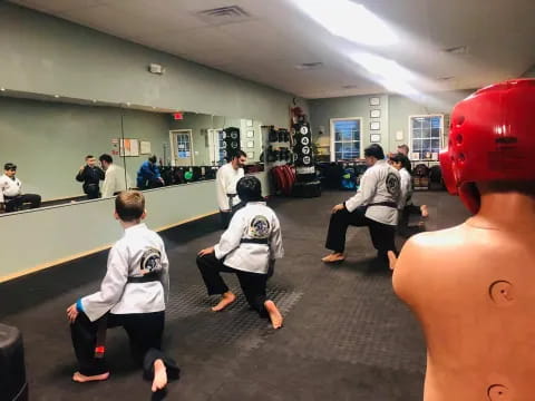 a group of people in a room