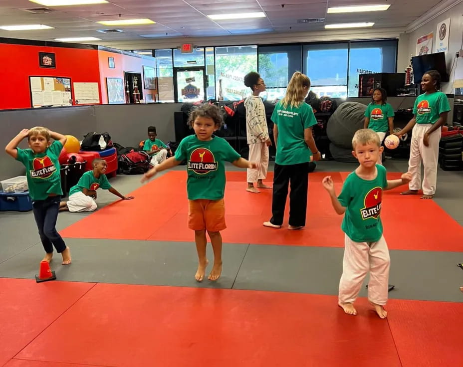a group of children in a gym
