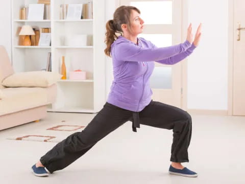 a woman stretching her leg