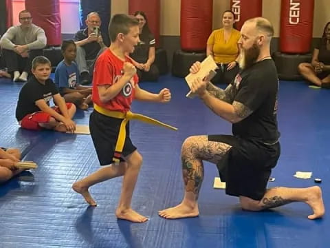 a group of people in a room