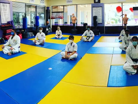 a group of people in a room