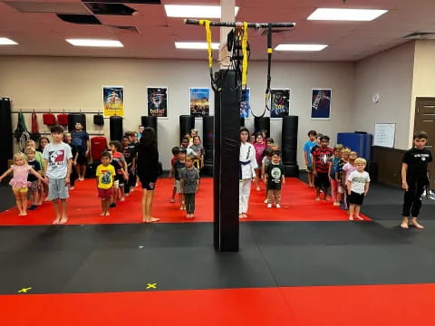 a group of children in a gym