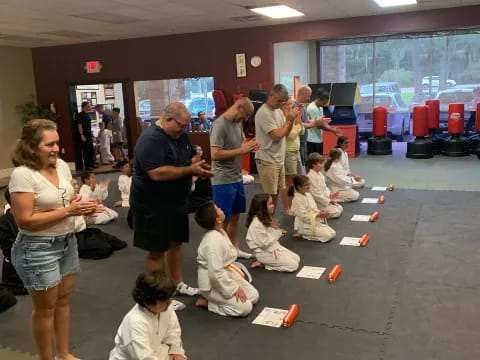 a group of people in a room