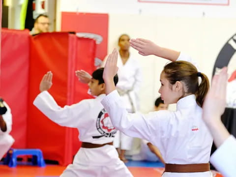 a group of people in a gym
