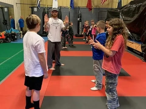 a group of people in a room