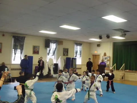 a group of people in a room