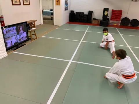 two boys playing a game