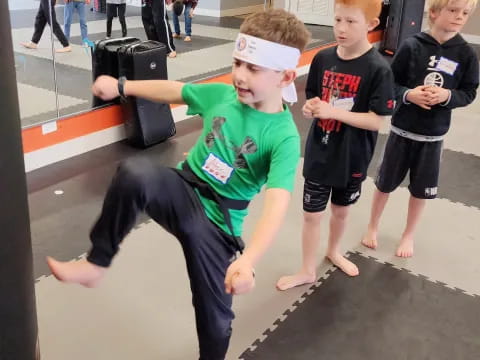 a group of children running