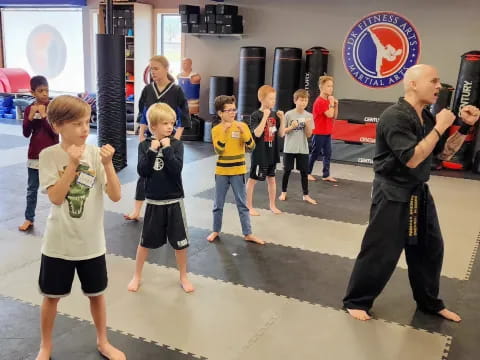 a group of people in a gym