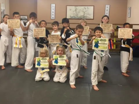 a group of children holding signs