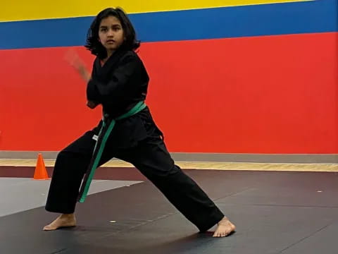 a person in black pants