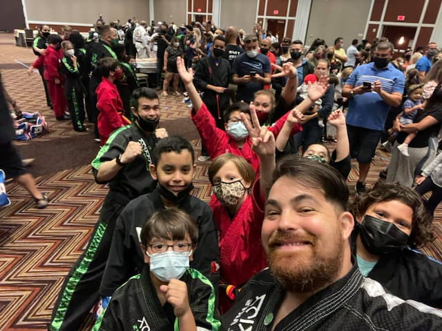 a group of people posing for a photo