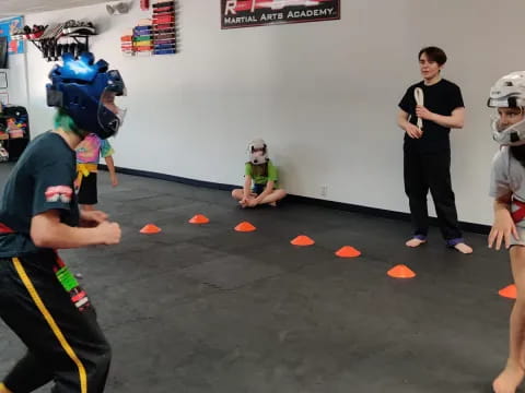 a group of people in a room