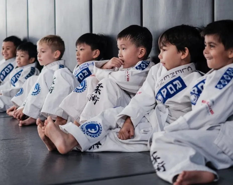 a group of boys in karate uniforms