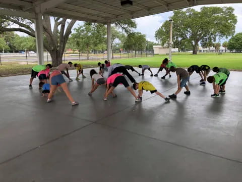 a group of people in a circle
