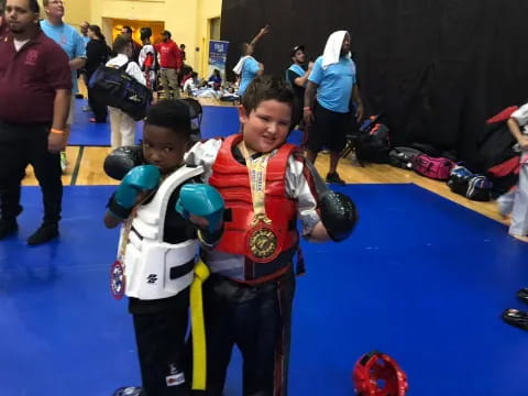 a couple of boys in garment