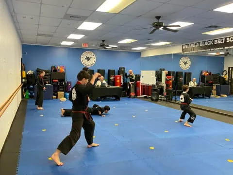 a group of people in a room