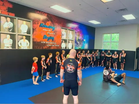 a group of people in a room