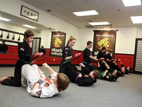 a group of people in a room