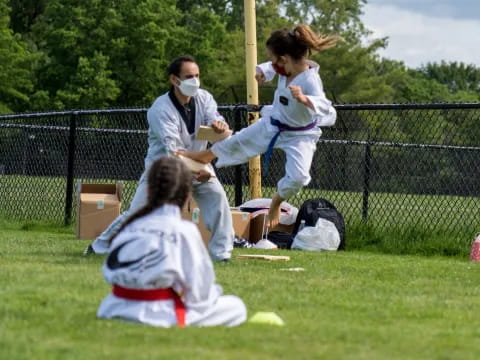 a group of people wearing masks