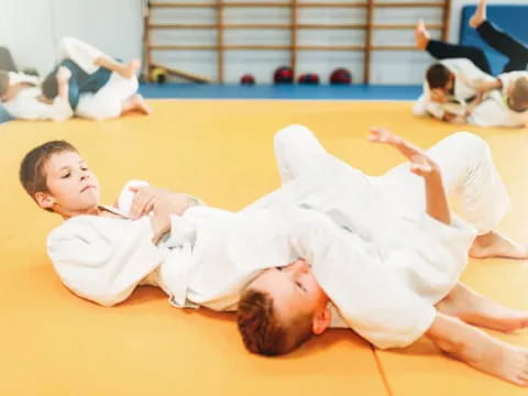 a group of people doing yoga