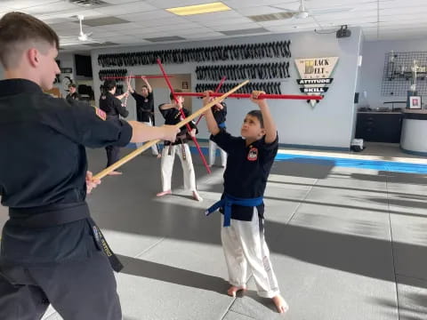 a group of people in a room