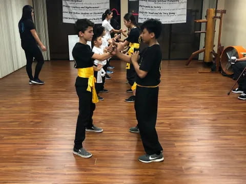 a group of boys in a room
