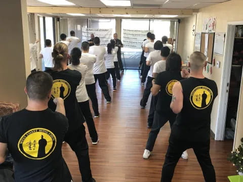 a group of people in a room