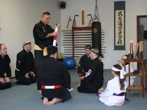 a group of people in a room