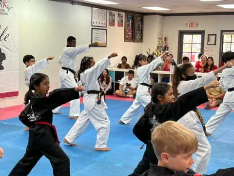 a group of people in a room