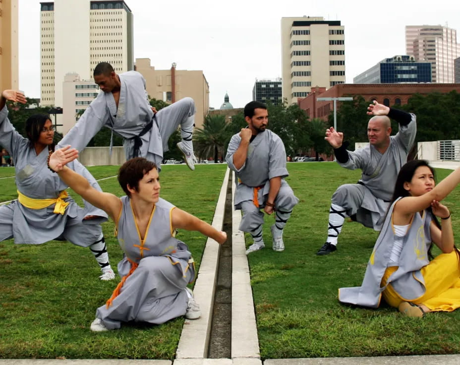 a group of people doing yoga