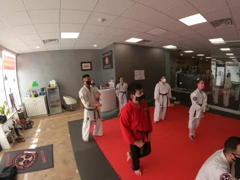 a group of people in a room