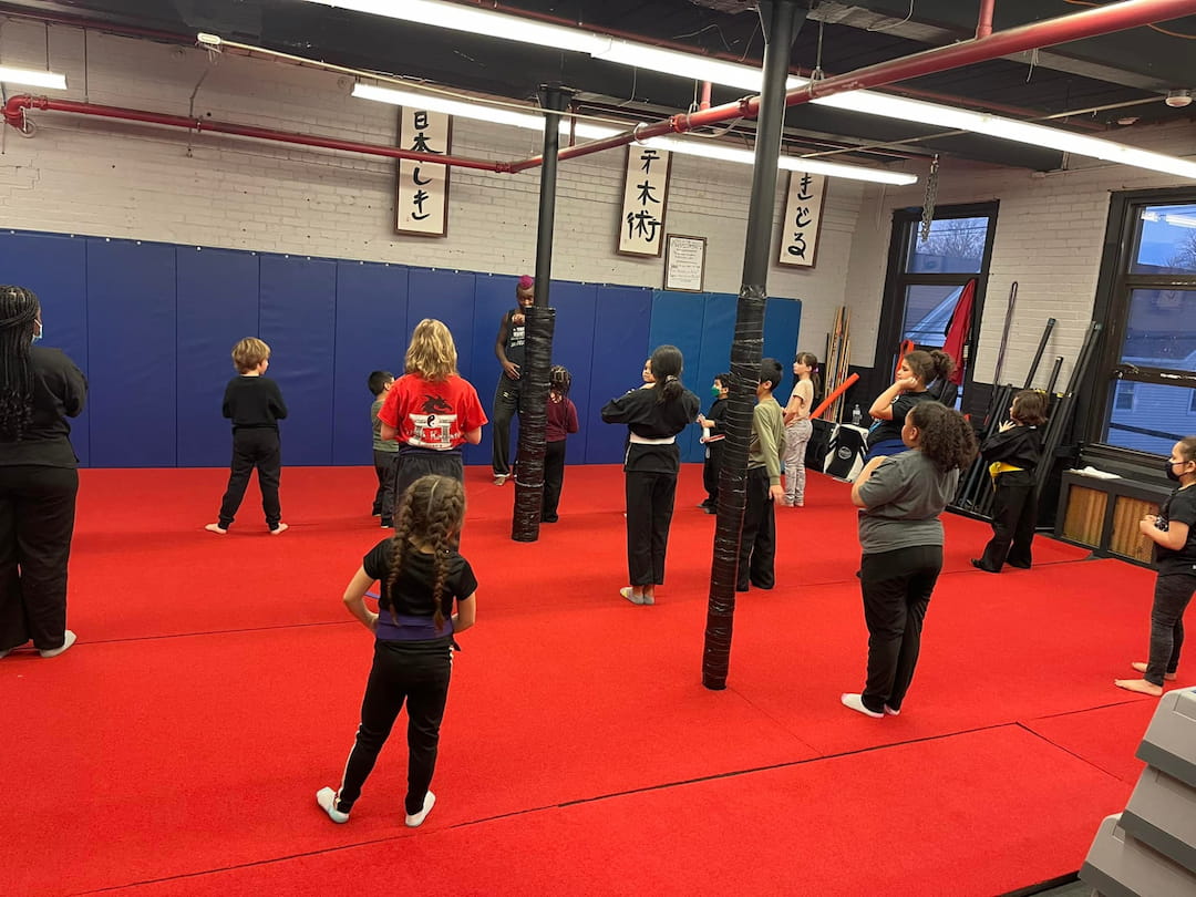 a group of people in a room