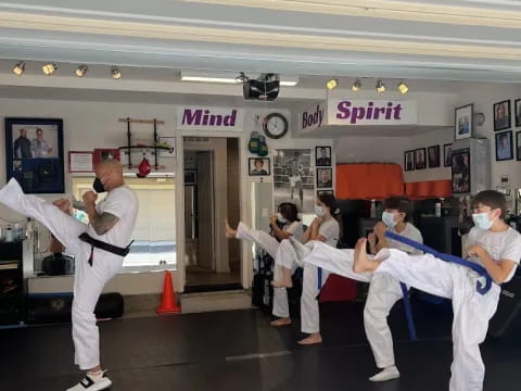 a group of people in a room