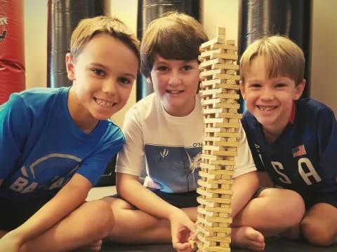 a group of kids posing for a picture