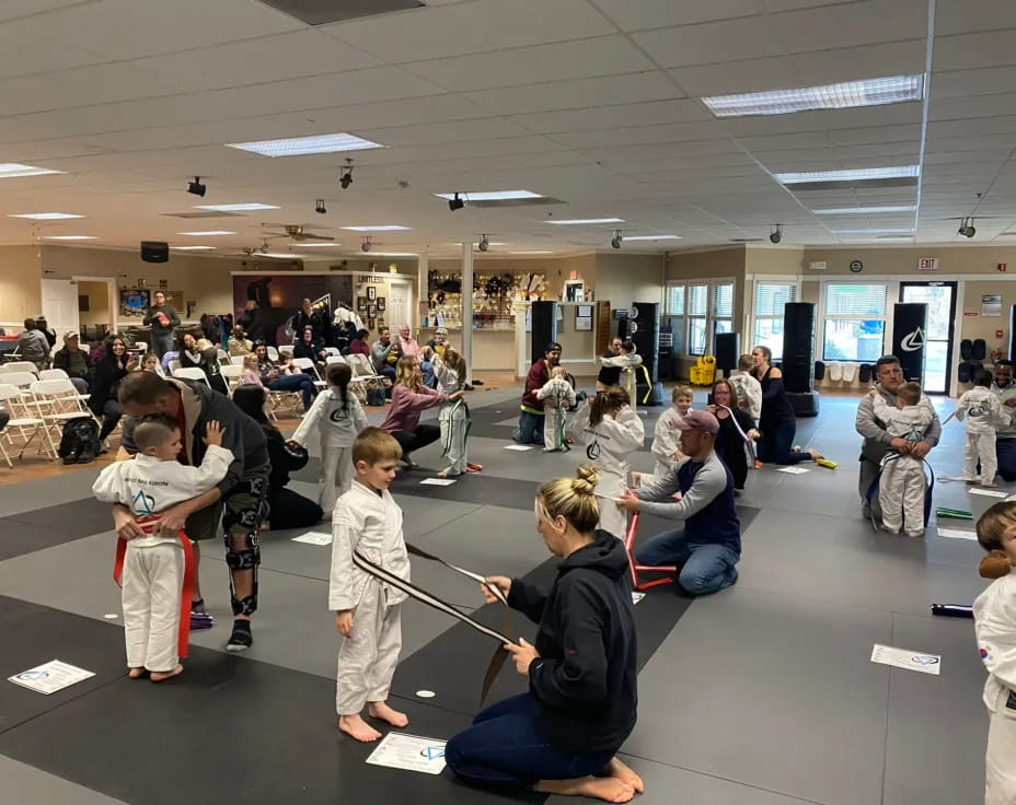 a group of people in a room