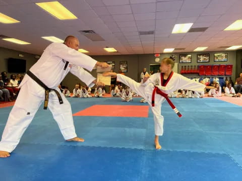 two men in karate uniforms